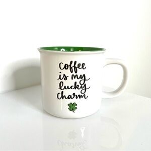 St. Patrick's Day | "Coffee is My Lucky Charm" Shamrock Embossed Ceramic Mug